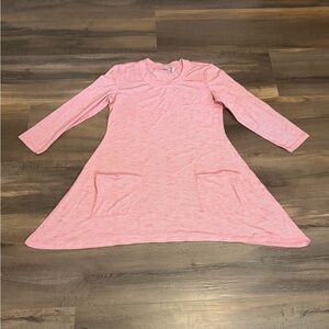 Womens LOGO by Lori Goldstein Light Pink Long-Sleeve A-Line Dress with Pockets
